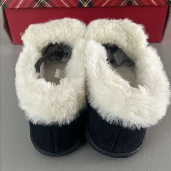 Chart Club Slippers Womens 6 Leather & Faux Fur Slip On Mocs Navy Blue - Picture 3 of 9